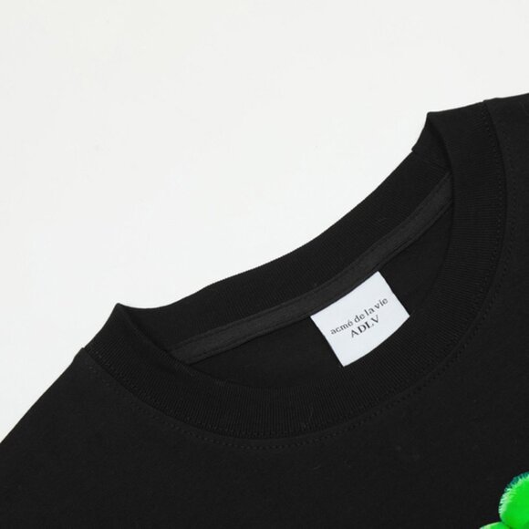 Black Short-Sleeved T-Shirt With Green Acme De La Vie Print - Picture 5 of 5